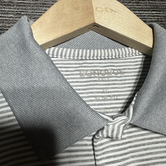 Bonobos Golf Polo Shirt Men's M Gray Striped Stretch Skim Fit GKT10928S - Picture 2 of 15